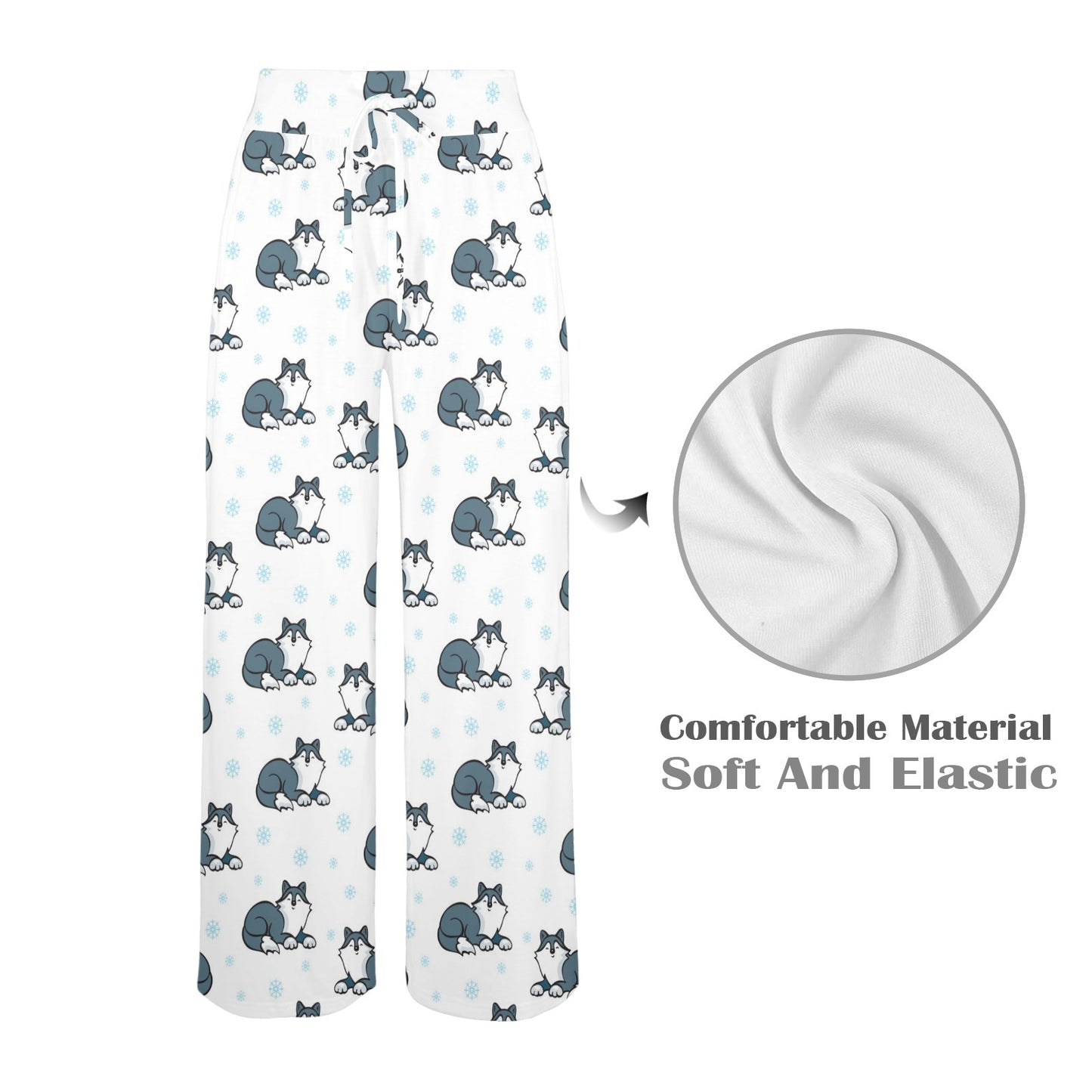 Alaskan Malamute Pattern Print Design 03 Women's Wide Leg Lounge Pants