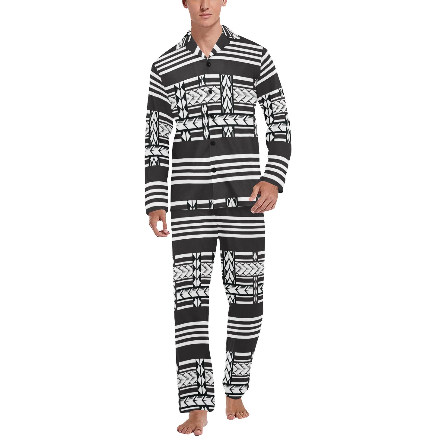 Samoan Tattoo Print Design LKS304 Men's Long Pajama Set