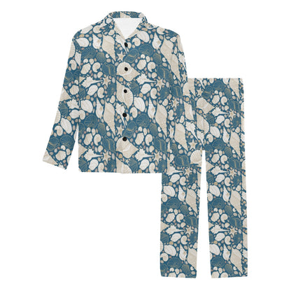 Seashell Print Design LKS308 Men's Long Pajama Set