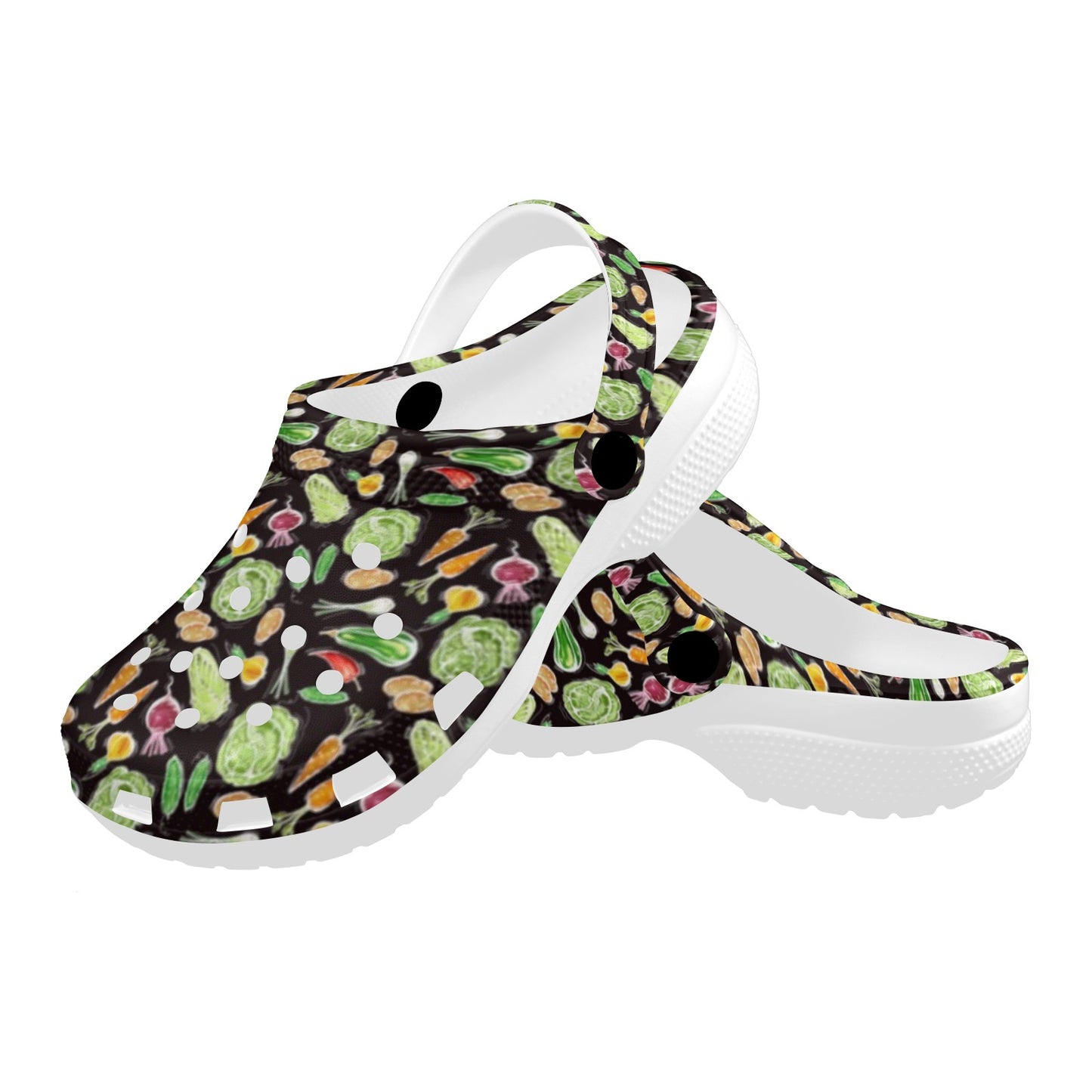 Vegan Draw Themed Design Print Unisex Clogs Shoes