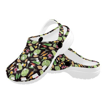 Vegan Draw Themed Design Print Unisex Clogs Shoes