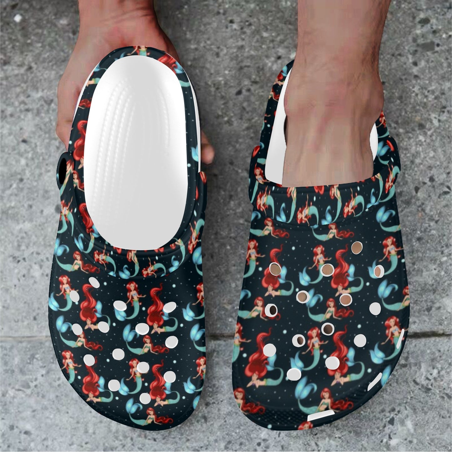 Mermaid Girl Themed Design Print Unisex Clogs Shoes