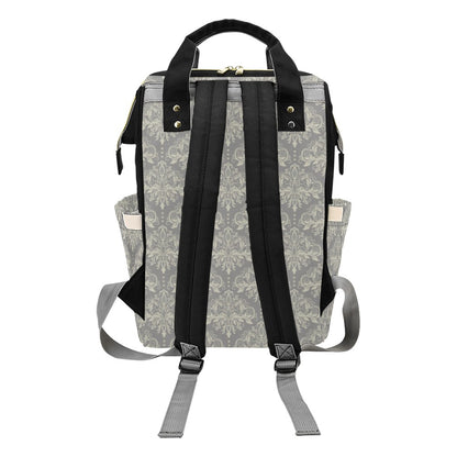 Damask Grey Elegant Print Pattern Diaper Bag Backpack