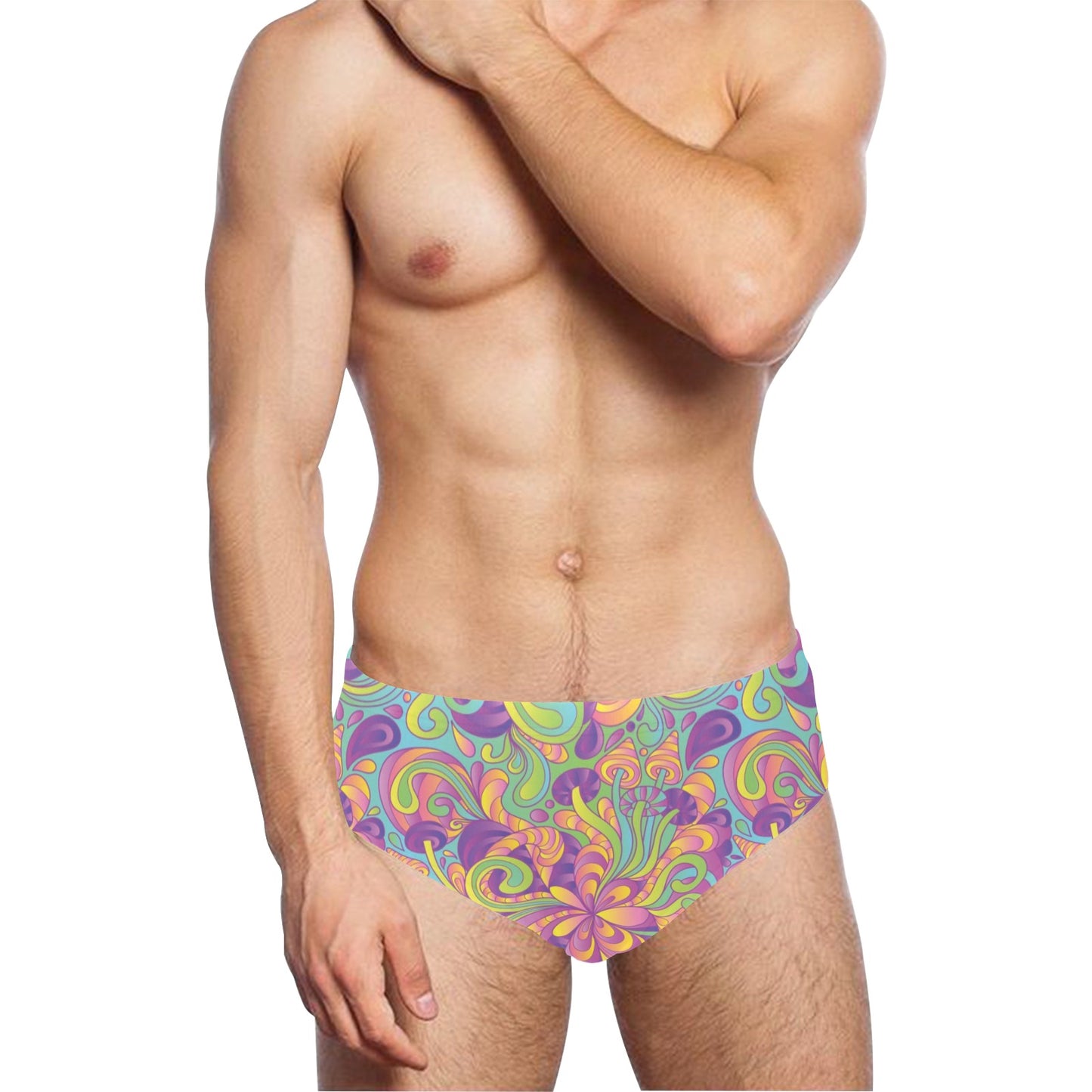 Psychedelic Mushroom Pattern Print Design A05 Men's Swimming Briefs