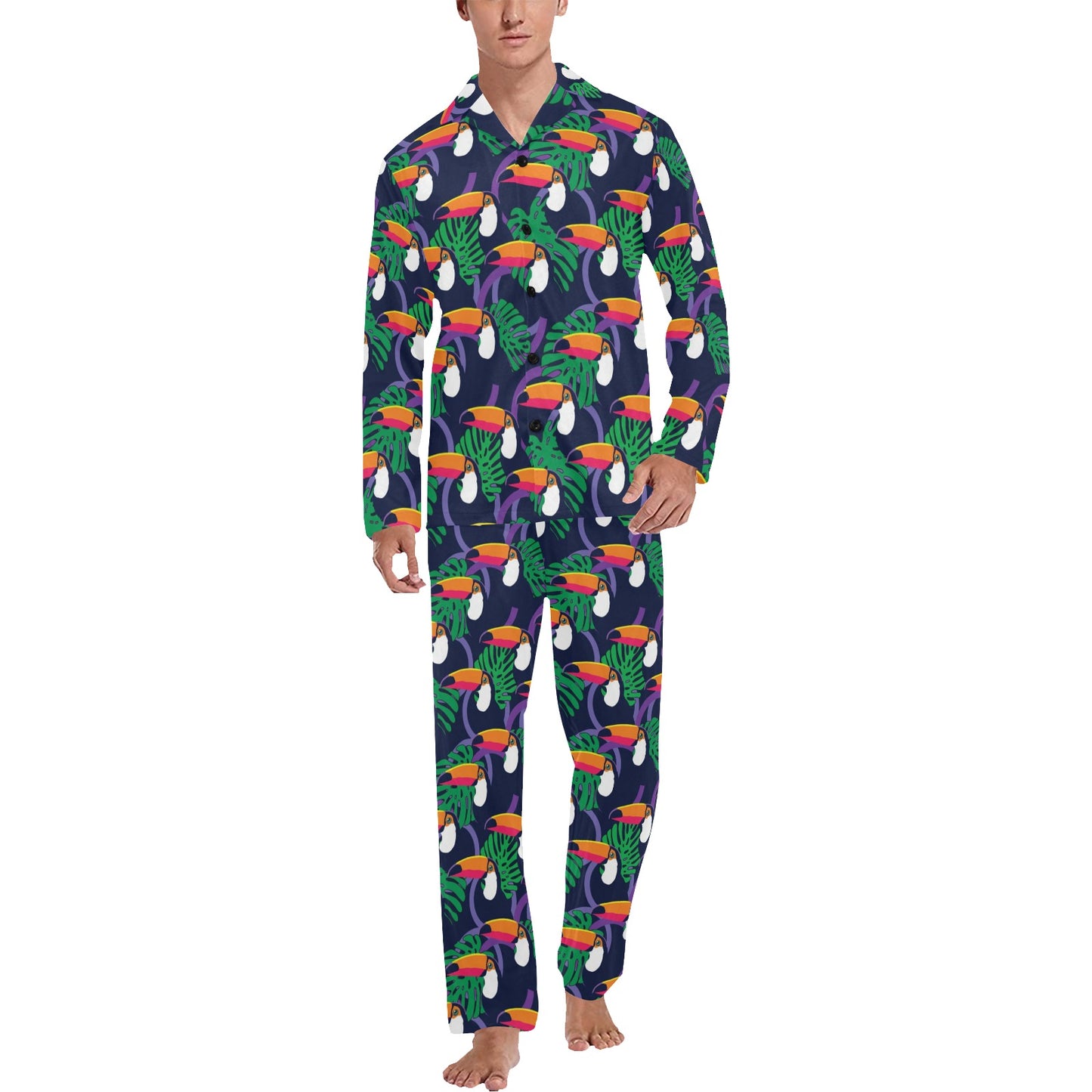Toucan Print Design LKS302 Men's Long Pajama Set