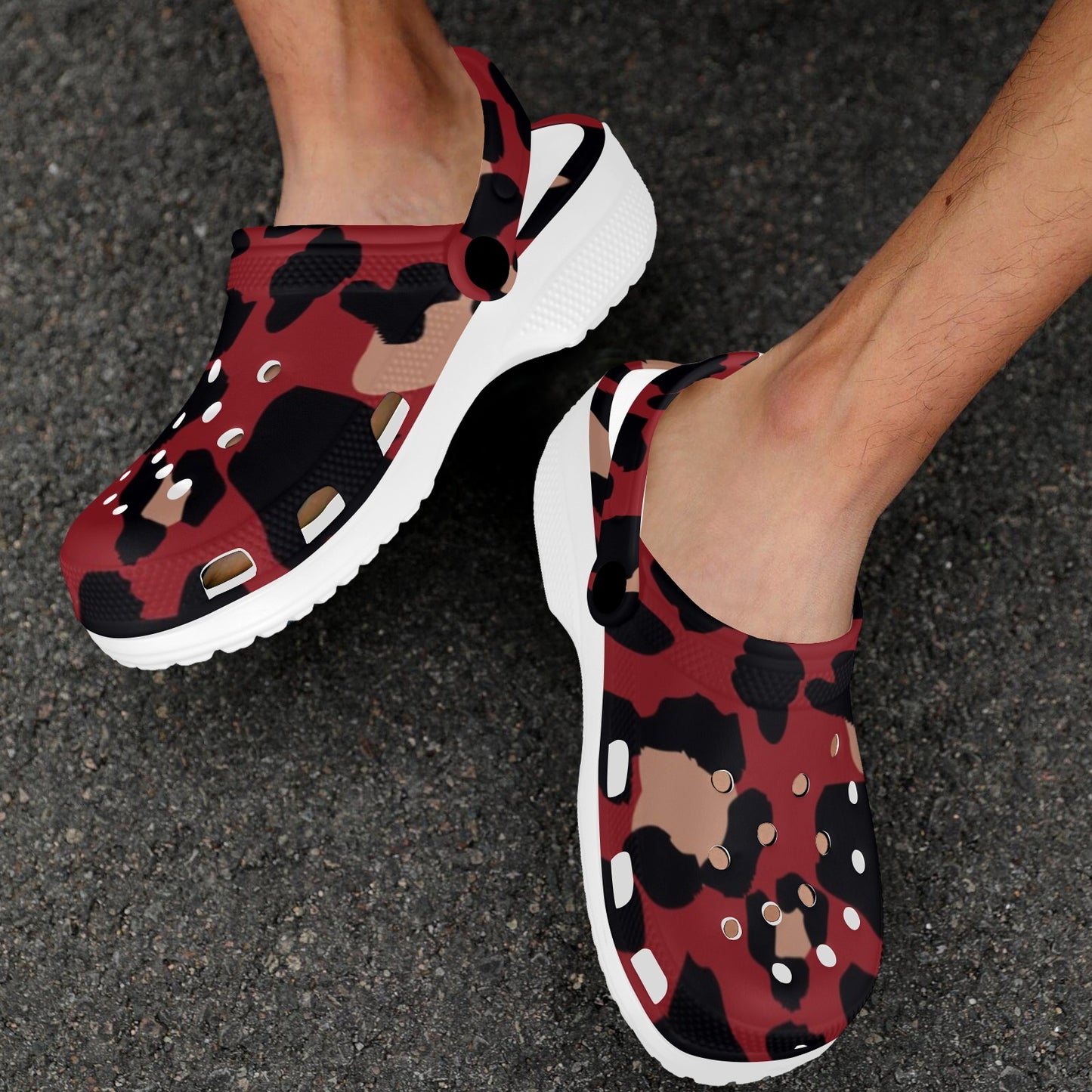 Cheetah Red Print Pattern Unisex Clogs Shoes