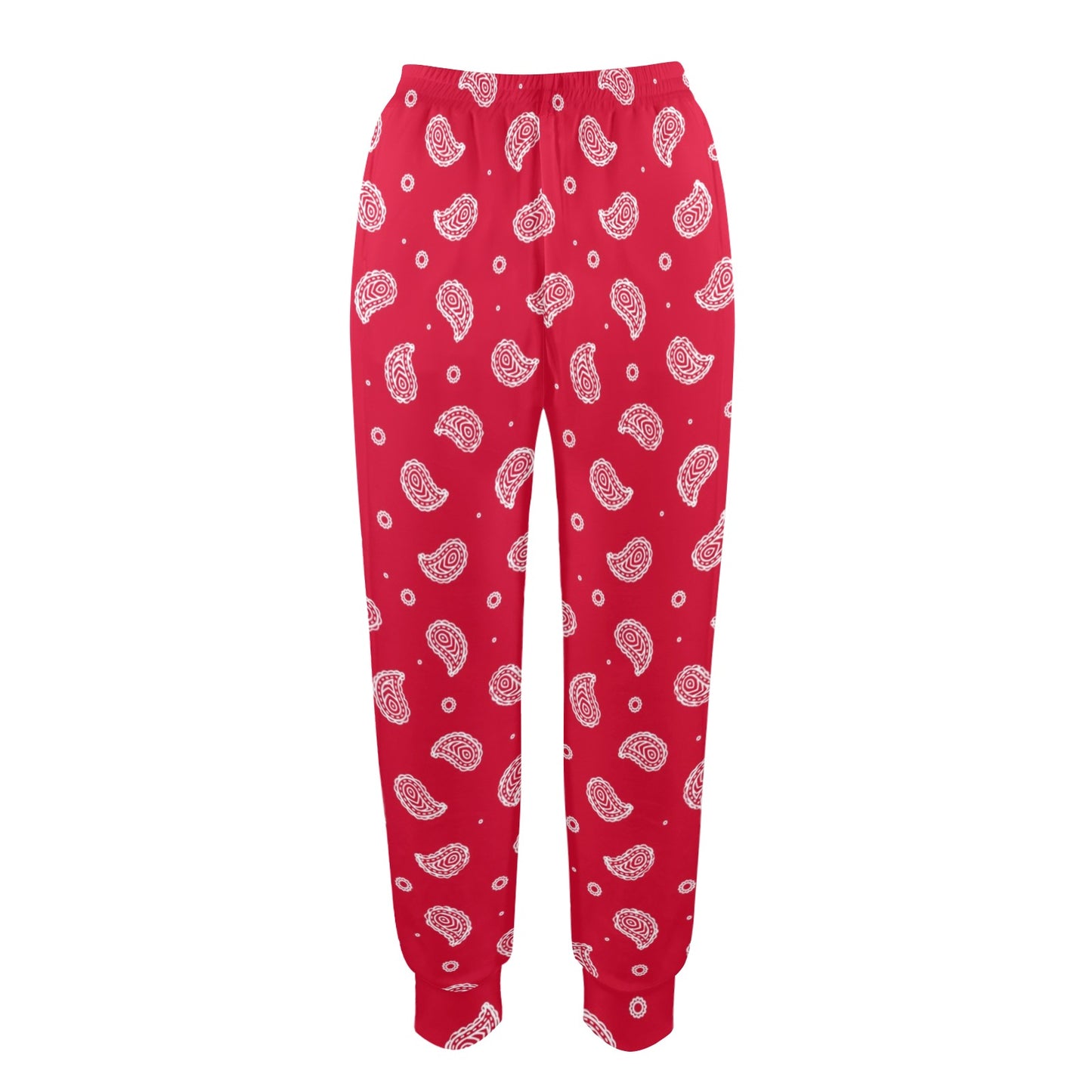 Bandana Red Paisley Print Design LKS305 Women's Casual Track Pants