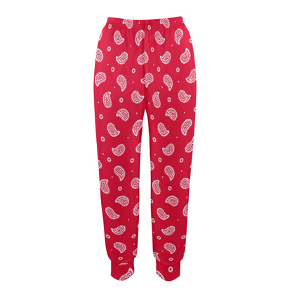 Bandana Red Paisley Print Design LKS305 Women's Casual Track Pants