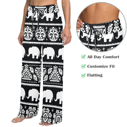 Elephant Pattern Women's Wide Leg Lounge Pants
