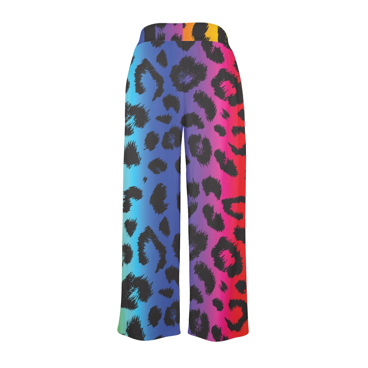 Rainbow Leopard Pattern Print Design A01 Women's Wide Leg Lounge Pants