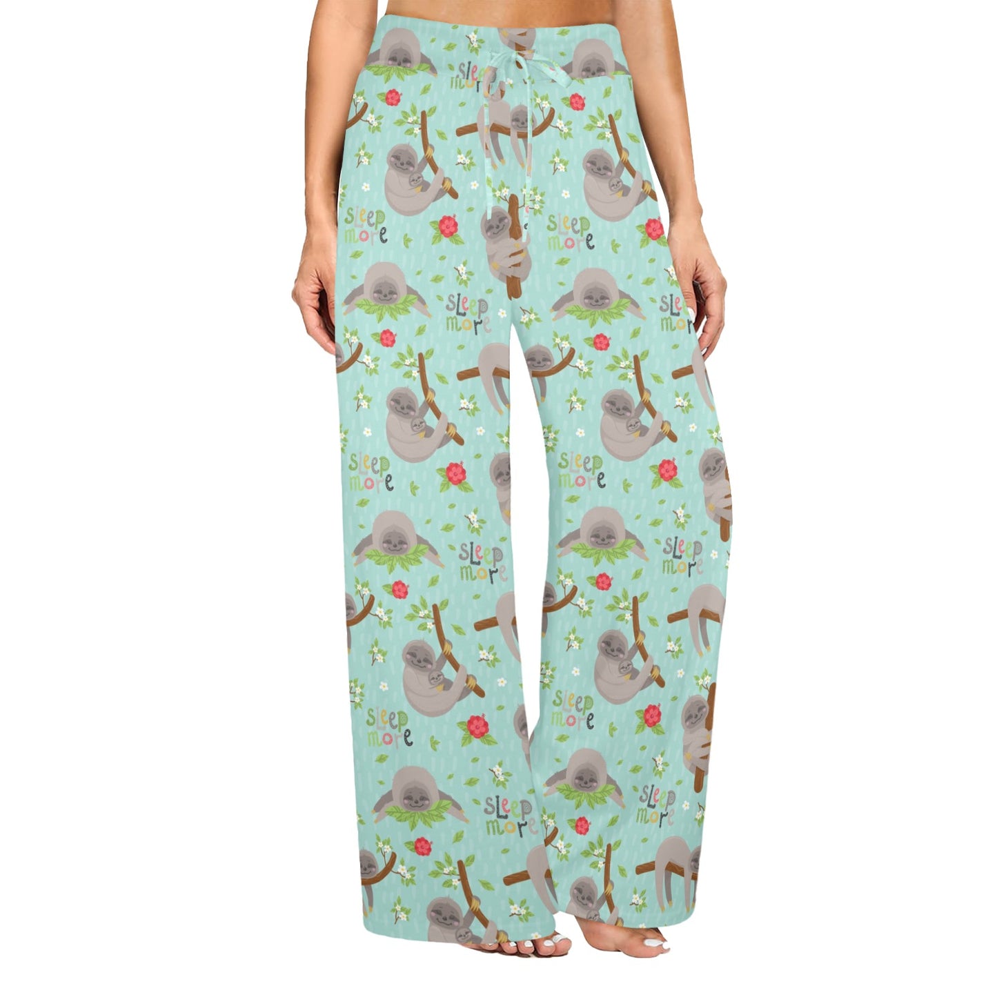 Sloth Print Design LKS305 Women's Wide Leg Lounge Pants
