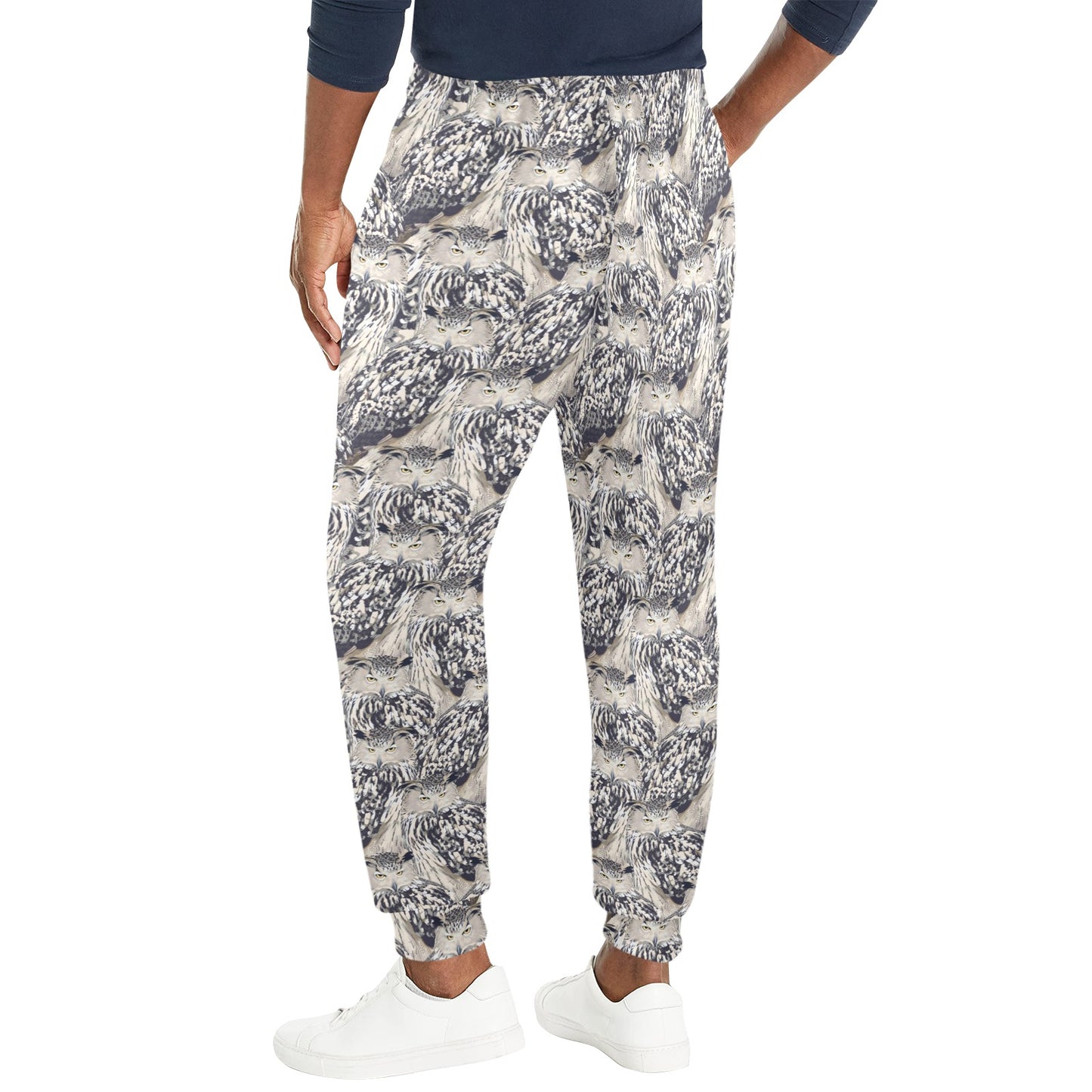 Owl Realistic Themed Design Print Men's Casual Track Pants