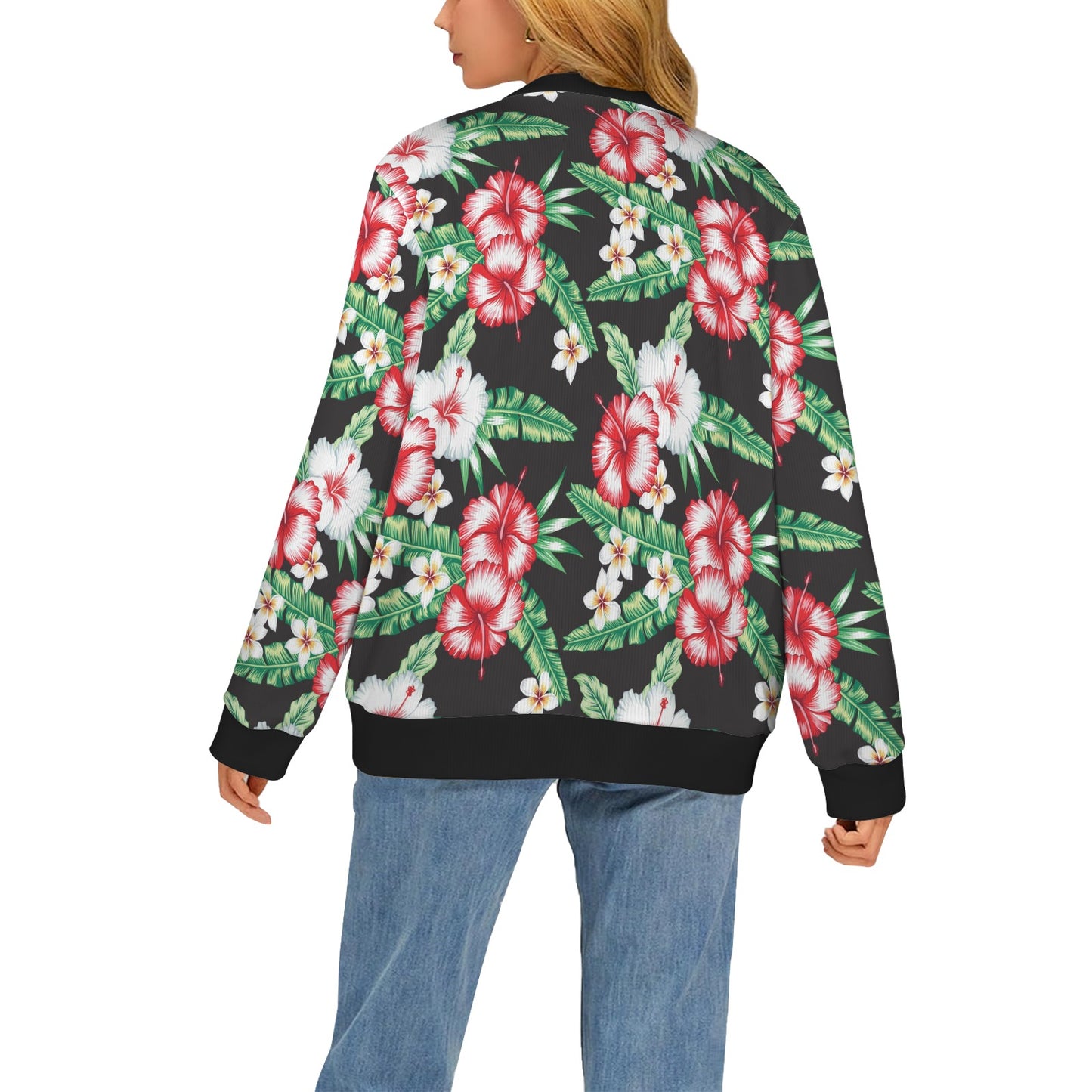 Hawaiian flower tropical leaves Women's Cardigan