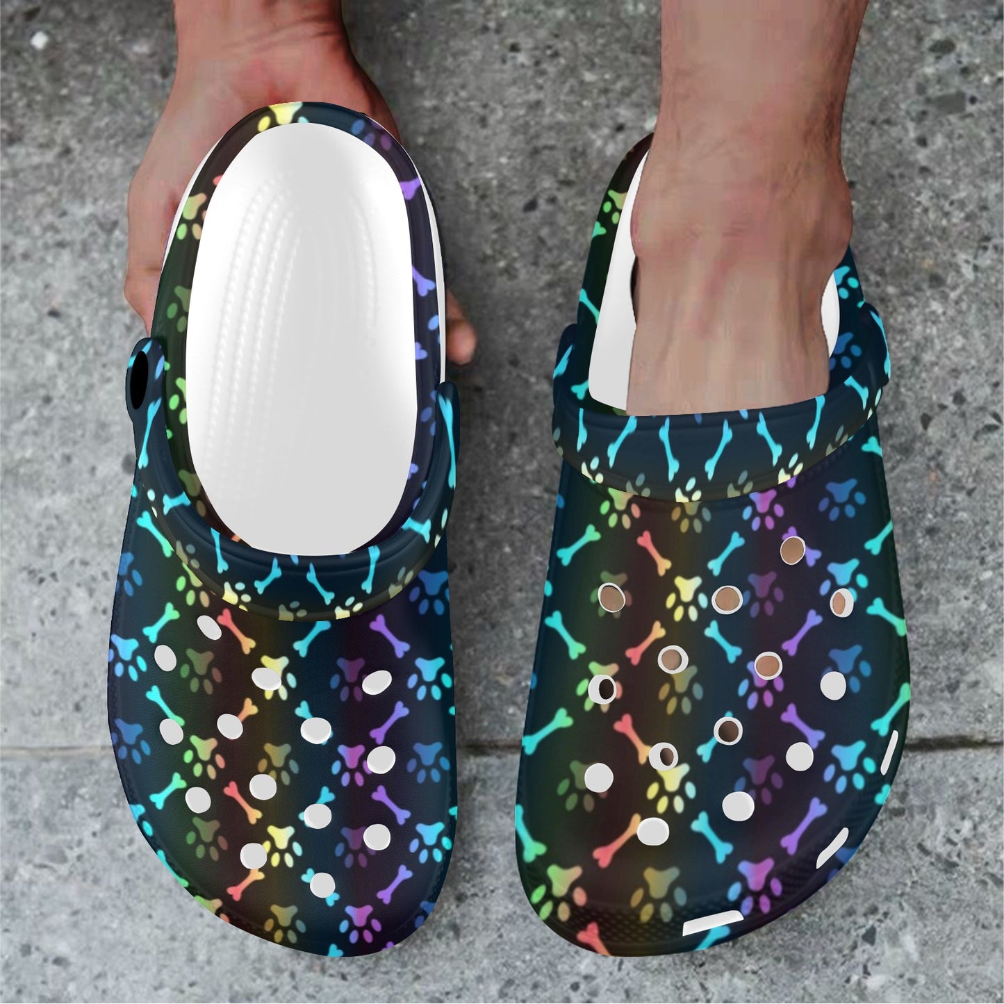 Paw Rainbow Print Unisex Clogs Shoes