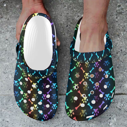 Paw Rainbow Print Unisex Clogs Shoes