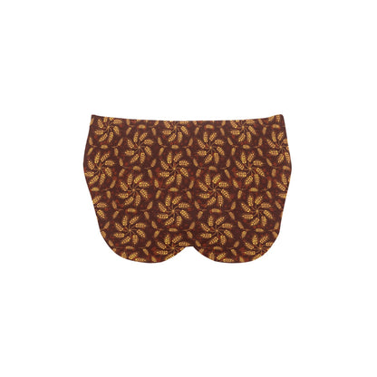 Agricultural Brown Wheat Print Pattern Men's Swimming Briefs