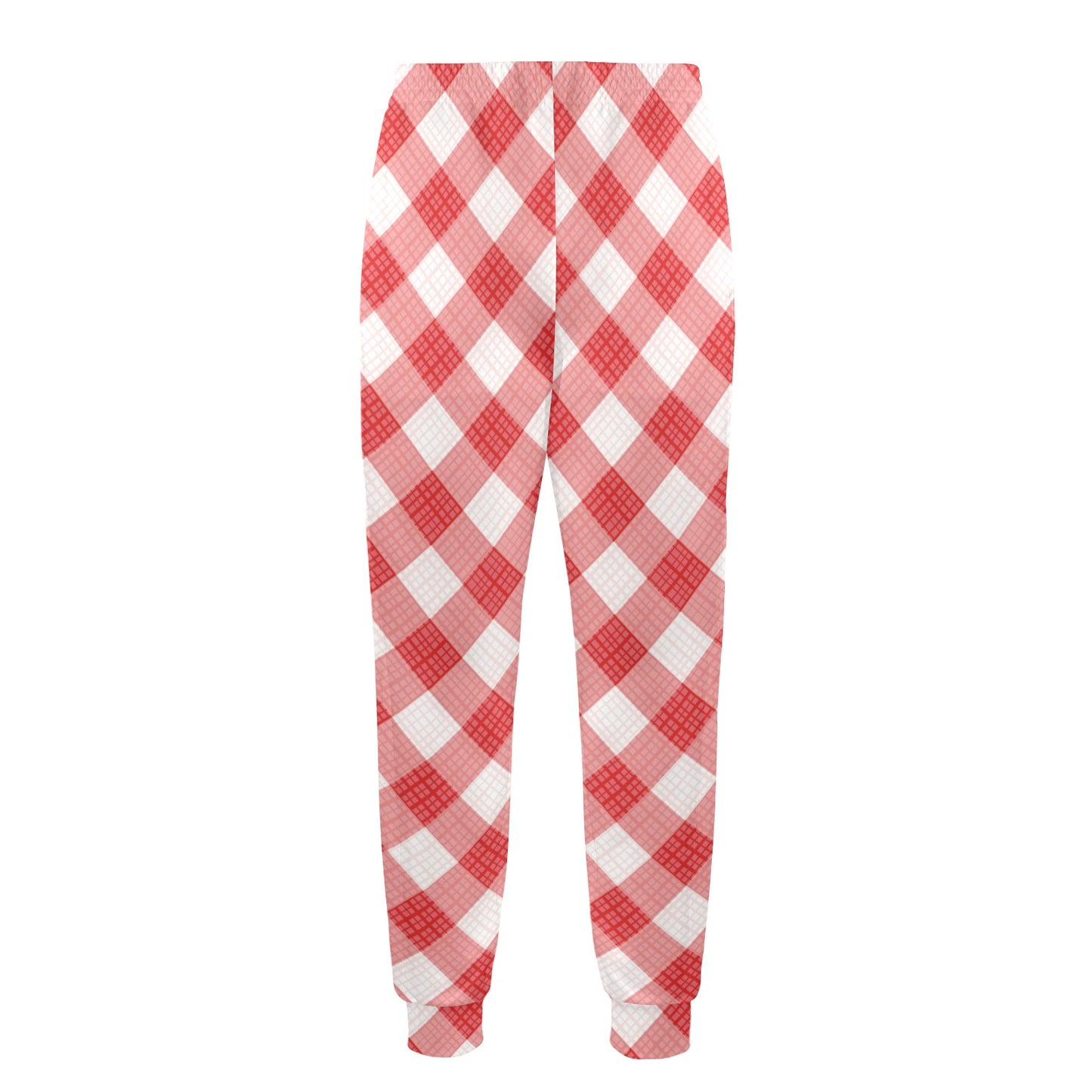 Gingham Red Pattern Print Design 01 Men's Casual Track Pants