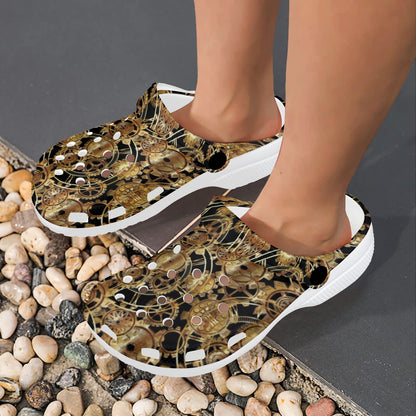 Steampunk Gear Design Themed Print Unisex Clogs Shoes