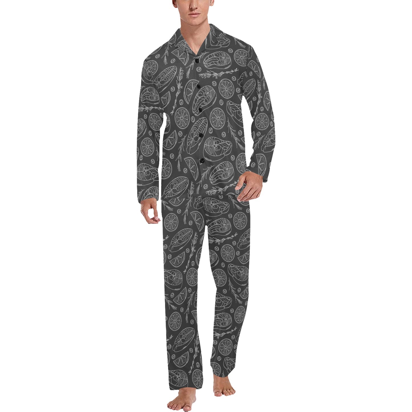Steak Print Design LKS301 Men's Long Pajama Set