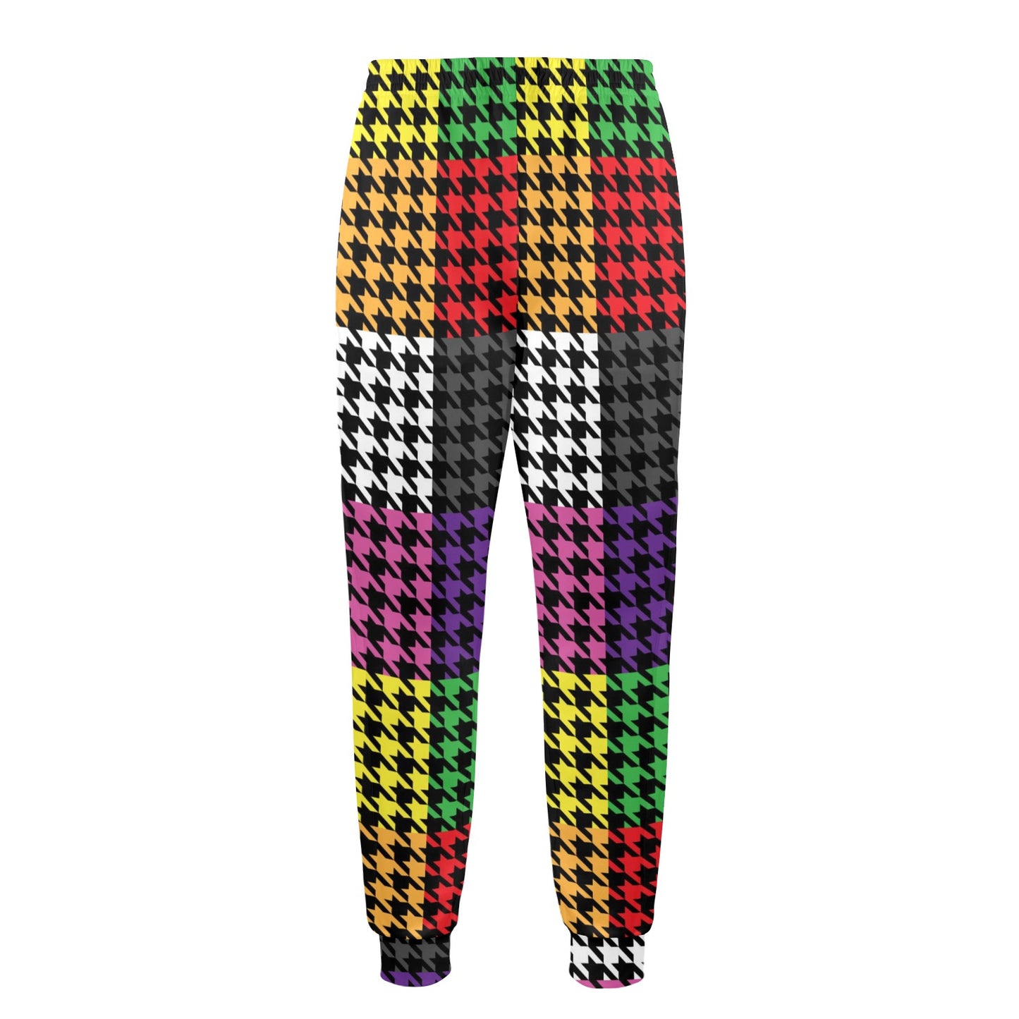 Houndstooth Colorful Pattern Print Design 01 Men's Casual Track Pants