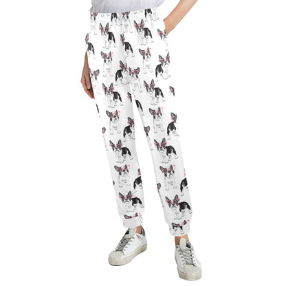 Boston Terrier Pattern Print Design 03 Women's Casual Track Pants