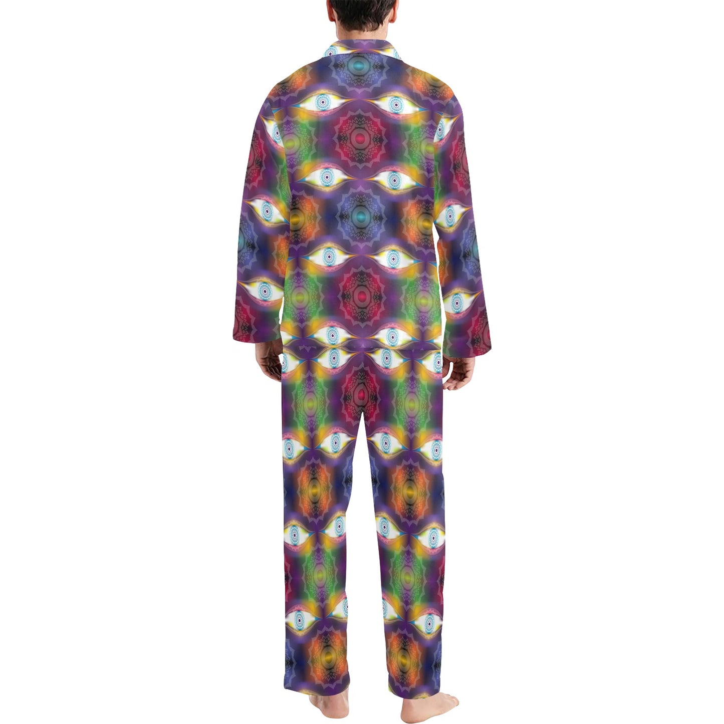 Chakra Eye Print Pattern Men's Long Pajama Set