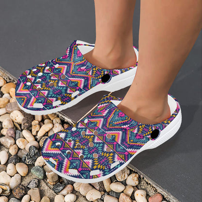 Indian Navajo Pink Themed Design Print Unisex Clogs Shoes