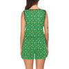 Shamrock With Horse Shoes Print Design LKS305 Women's Sleeveless Romper