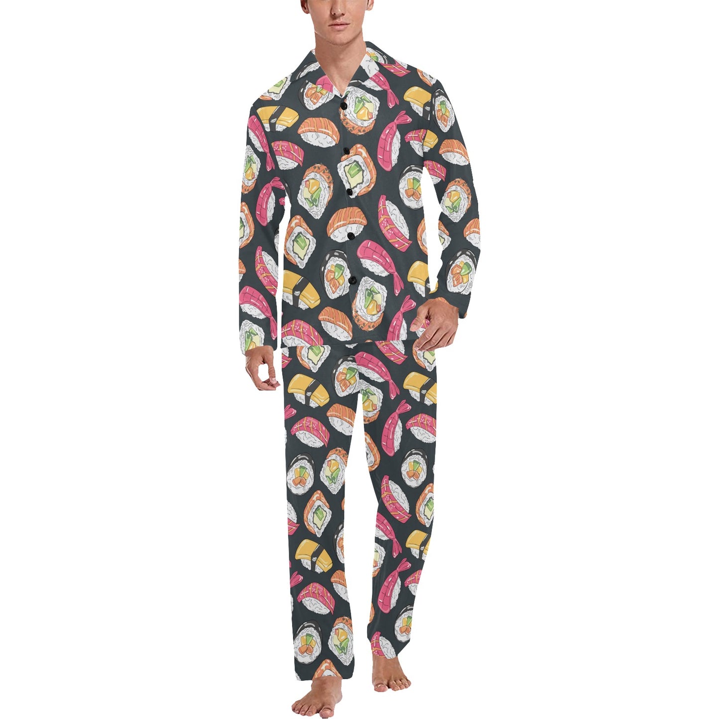 Sushi Print Design LKS306 Men's Long Pajama Set