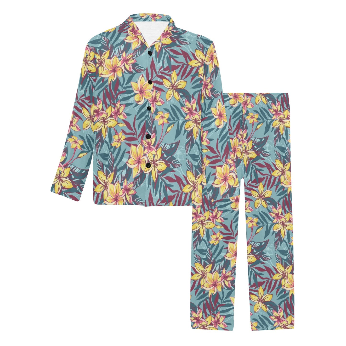 Summer Floral Print Design LKS304 Men's Long Pajama Set