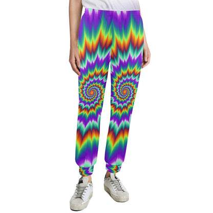 Optical illusion Pulsing fiery spirals Women's Casual Track Pants