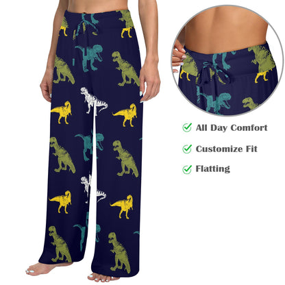 T Rex Pattern Print Design A07 Women's Wide Leg Lounge Pants