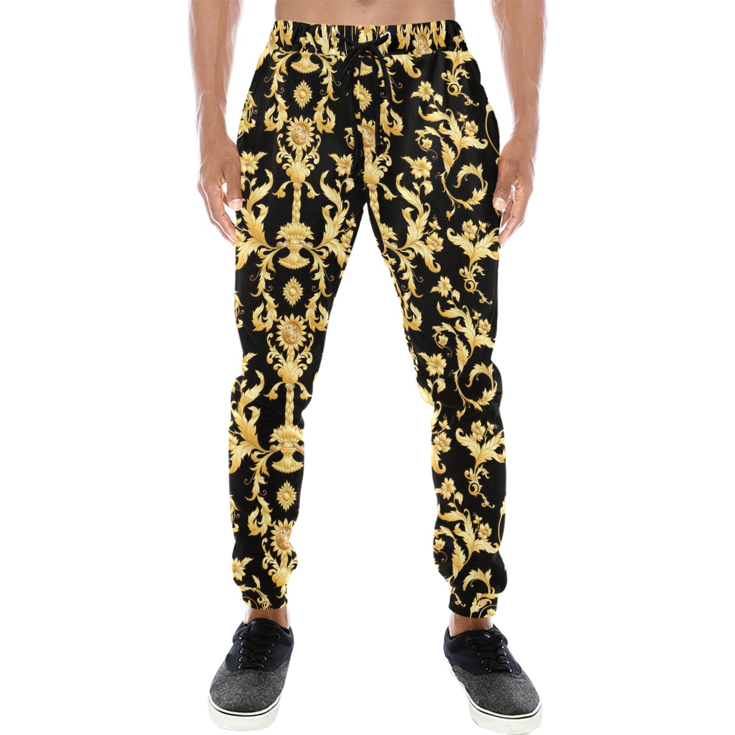 Baroque Golden Pattern Print Design 04 Men's Sweatpants