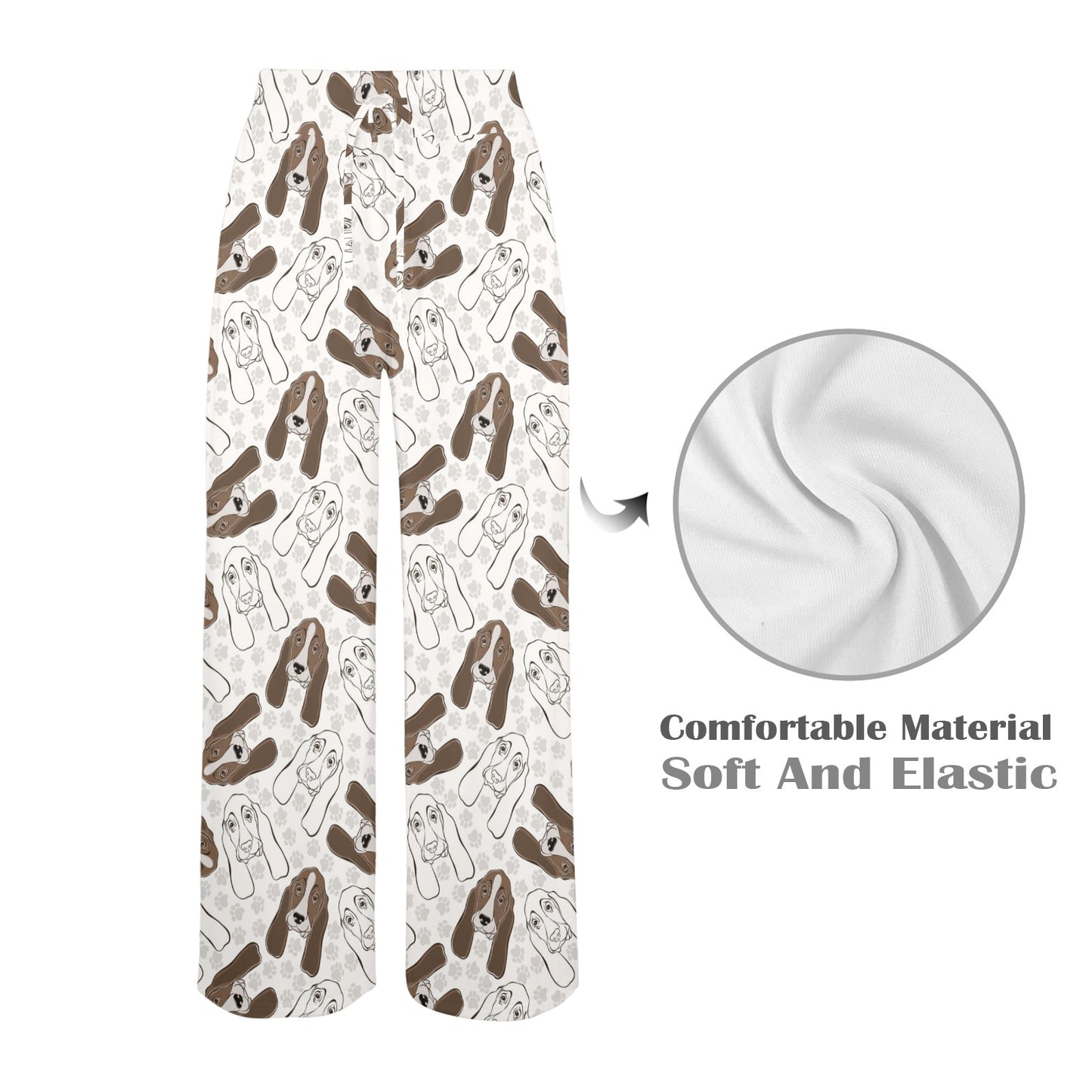 Basset Hound Pattern Print Design 01 Women's Wide Leg Lounge Pants