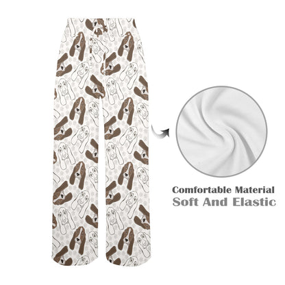Basset Hound Pattern Print Design 01 Women's Wide Leg Lounge Pants