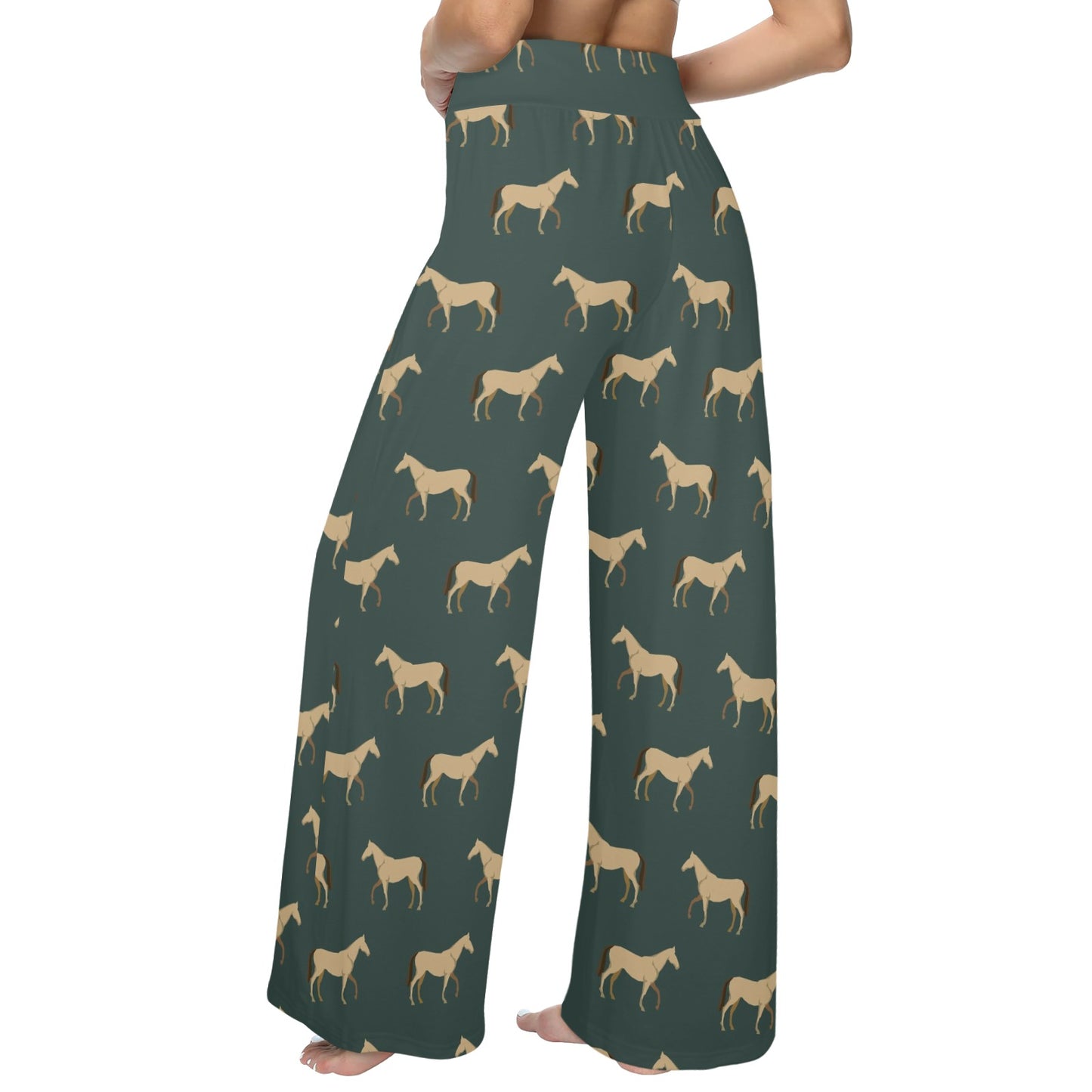 Horse Classic Themed Pattern Print Women's Wide Leg Lounge Pants