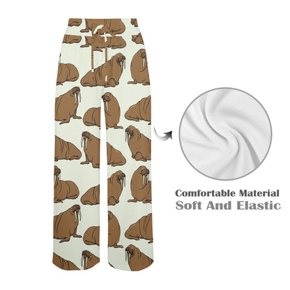 Walrus Pattern Print Design 03 Women's Wide Leg Lounge Pants