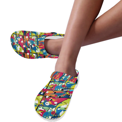 Dinosaur Comic Pop Art Style Unisex Clogs Shoes