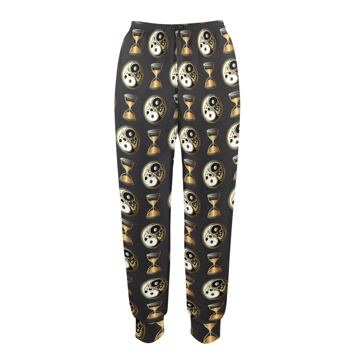 Yin Yang Skull Themed Design Print Women's Casual Track Pants