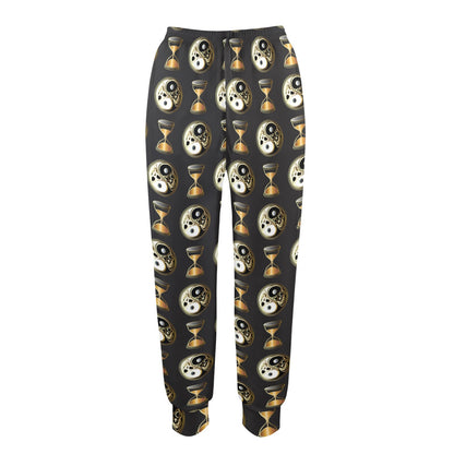 Yin Yang Skull Themed Design Print Women's Casual Track Pants