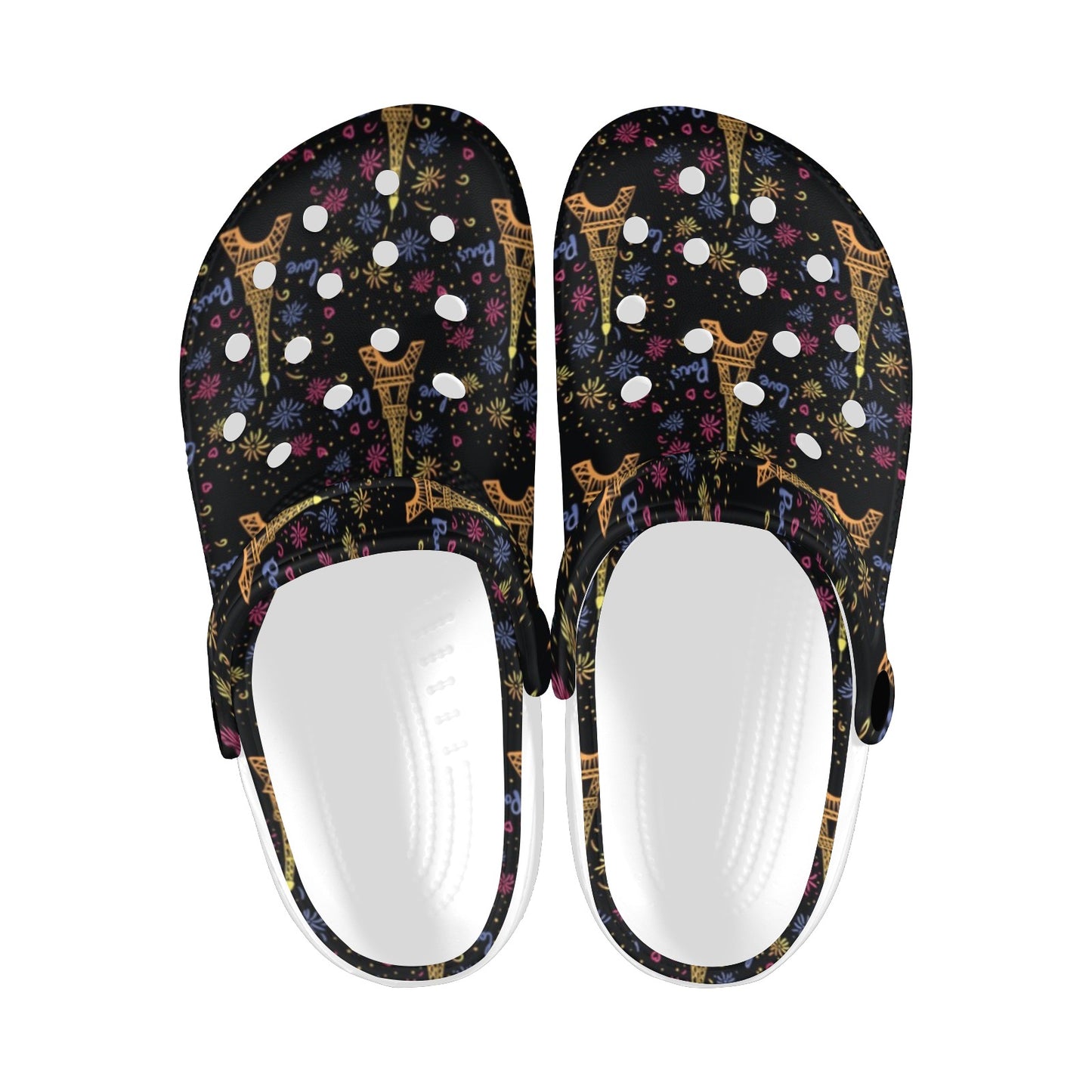 Eiffel Tower Love Paris Print Unisex Clogs Shoes