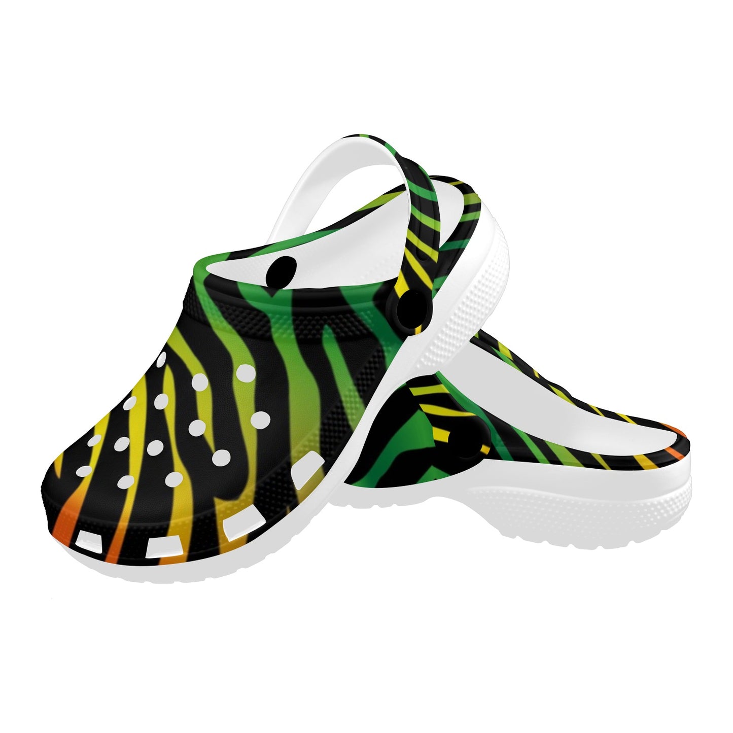 Rainbow Zebra Themed Print Unisex Clogs Shoes