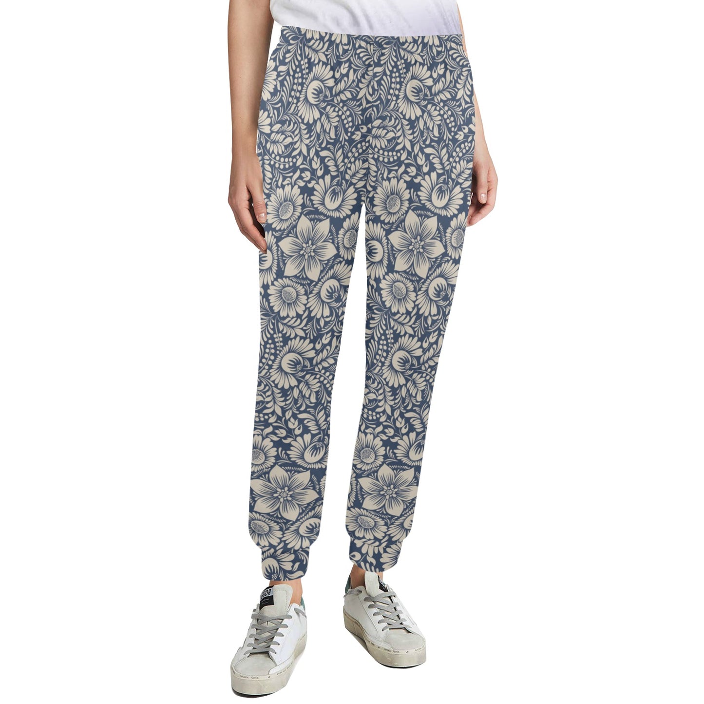 Elegant Floral Print Pattern Women's Casual Track Pants