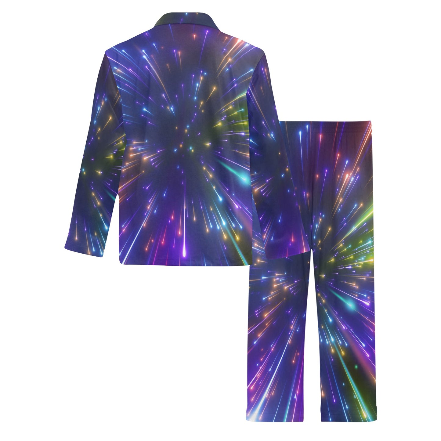 Celestial Rainbow Speed Light Men's Long Pajama Set