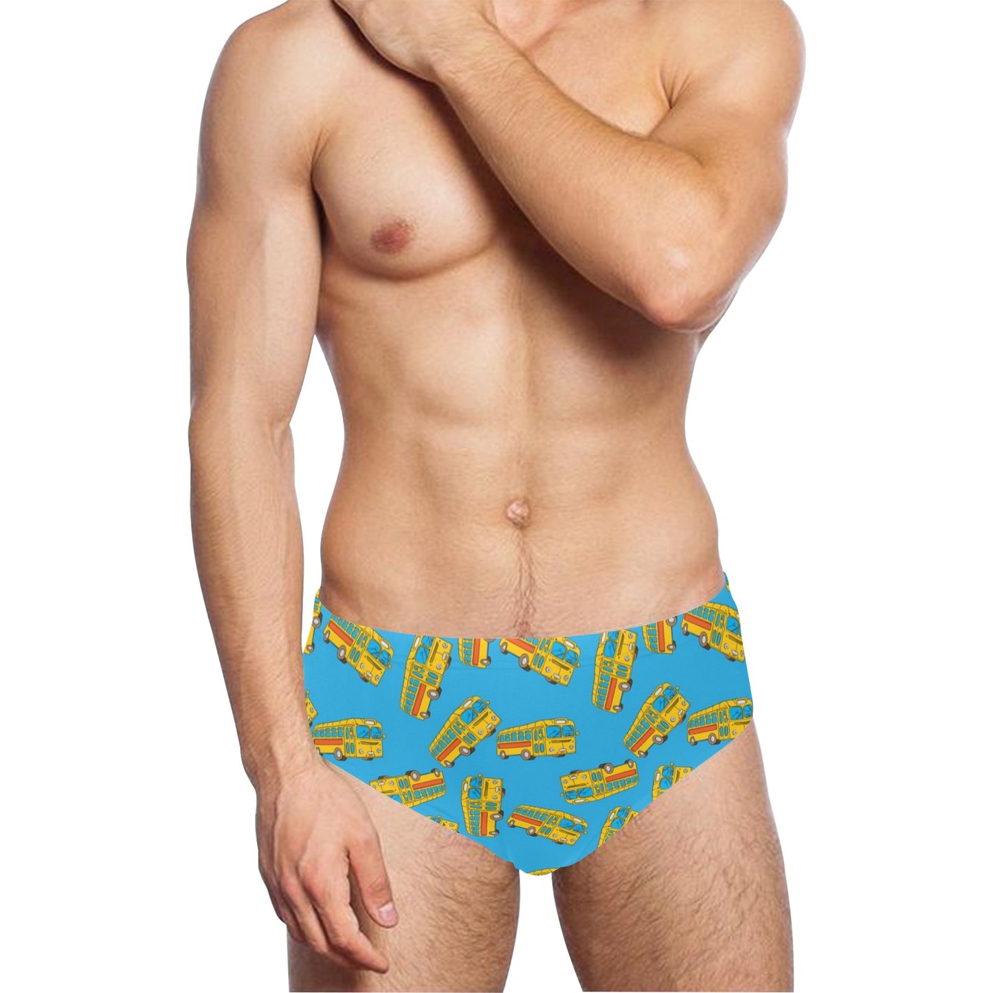 School Bus Print Design LKS302 Men's Swimming Briefs