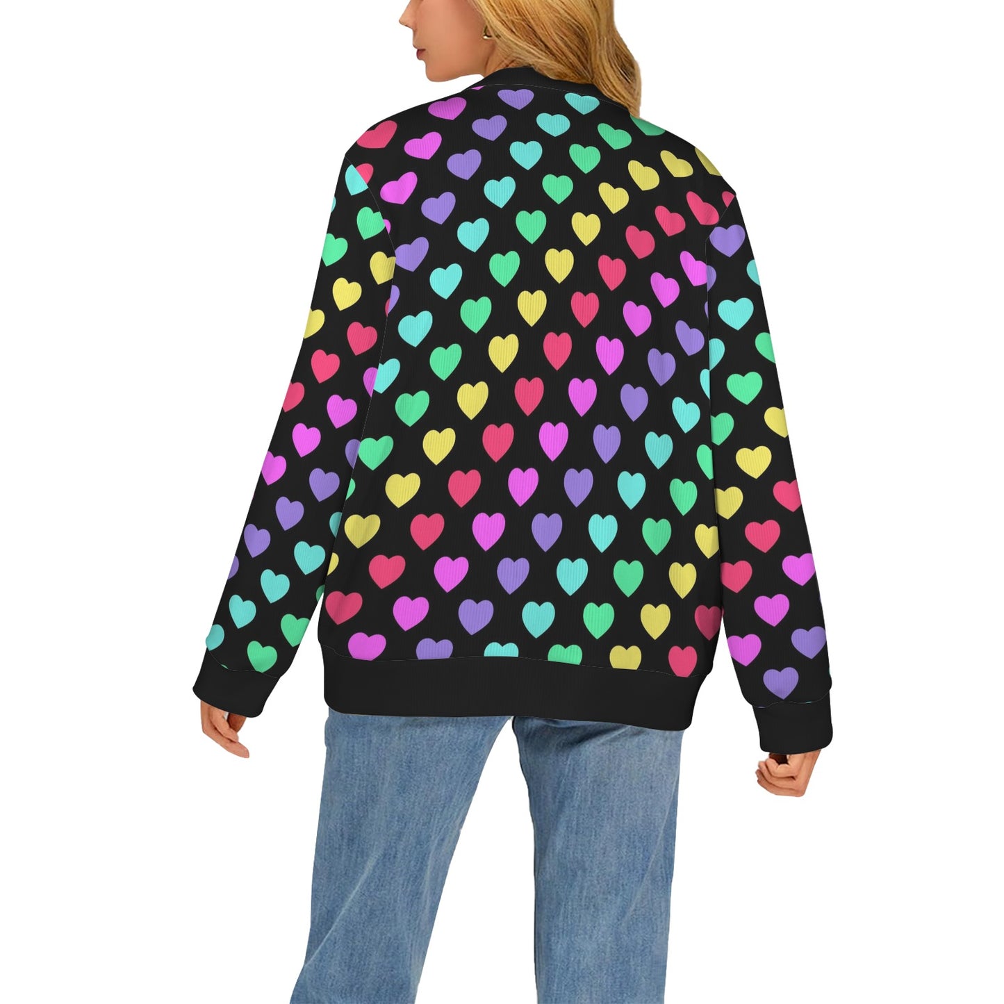 Heart Rainbow Pattern Print Design HE02 Women's Cardigan