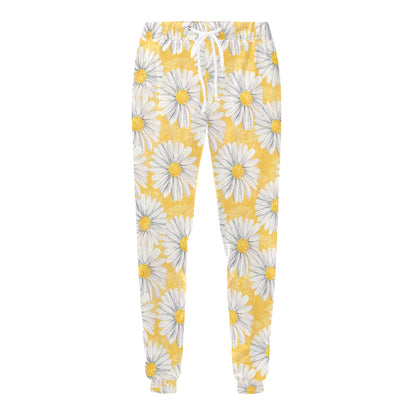 Daisy Yellow Watercolor Print Pattern Men's Sweatpants