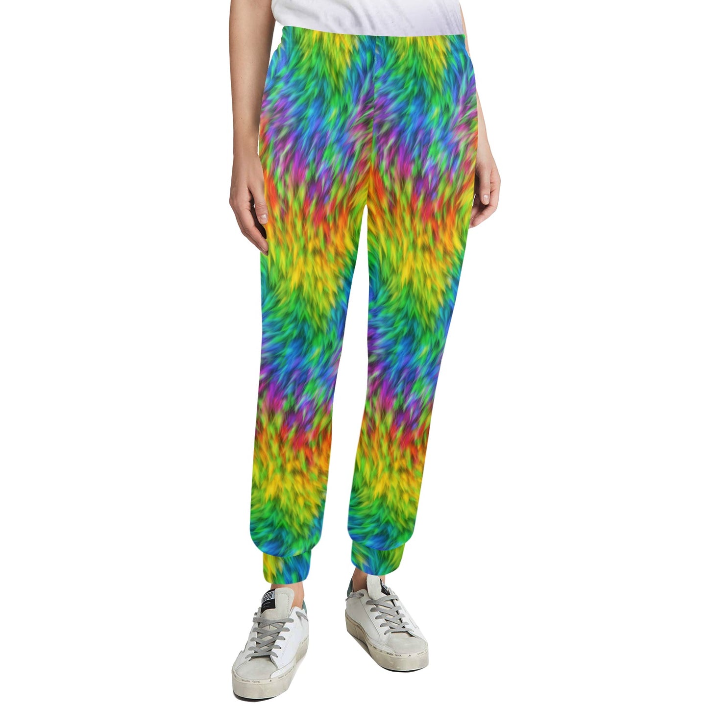Rainbow Fur Design Print Women's Casual Track Pants