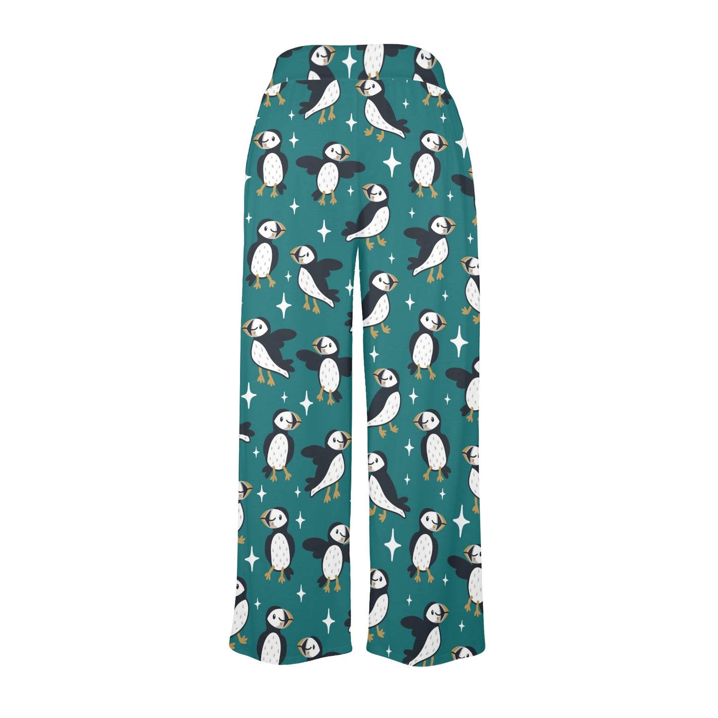 Puffin Pattern Print Design A05 Women's Wide Leg Lounge Pants