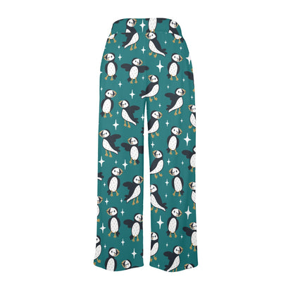 Puffin Pattern Print Design A05 Women's Wide Leg Lounge Pants